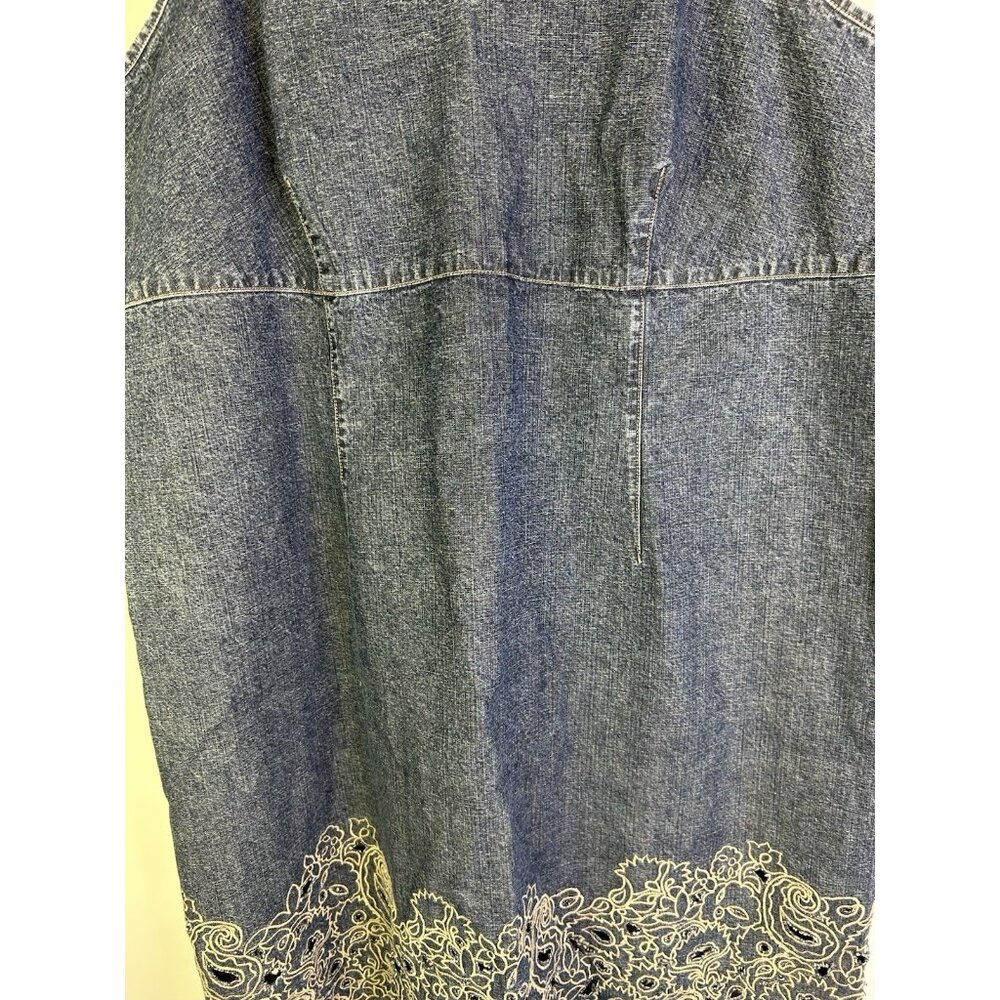 Vintage Y2K Denim Jean Scalloped Empire Spaghetti Dress Rave - Picture 4 of 8